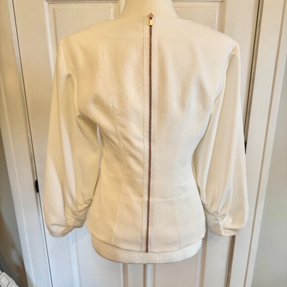 tibi | balloon sleeve top with exposed rose gold zipper in back | size 6 - Picture 5 of 6